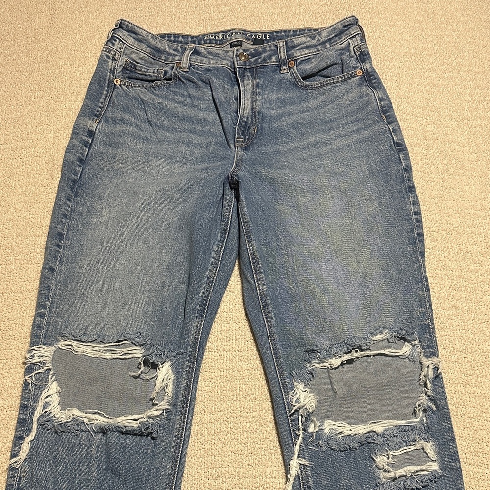 American Eagle Outfitters Women's Ripped Blue Boyfriend Jeans